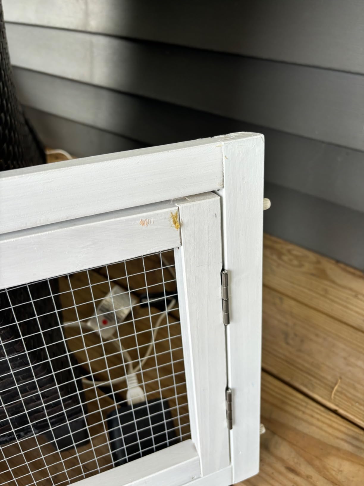 2 Story Solid Wood Rabbit/Bunny Hutch with 2 Large Main Rooms, Indoor Outdoor Rabbit House Guinea Pig Cage Pet House for Small Animals with Ventilation Door Removable Tray Waterproof Roof (Grey) customer photo 2
