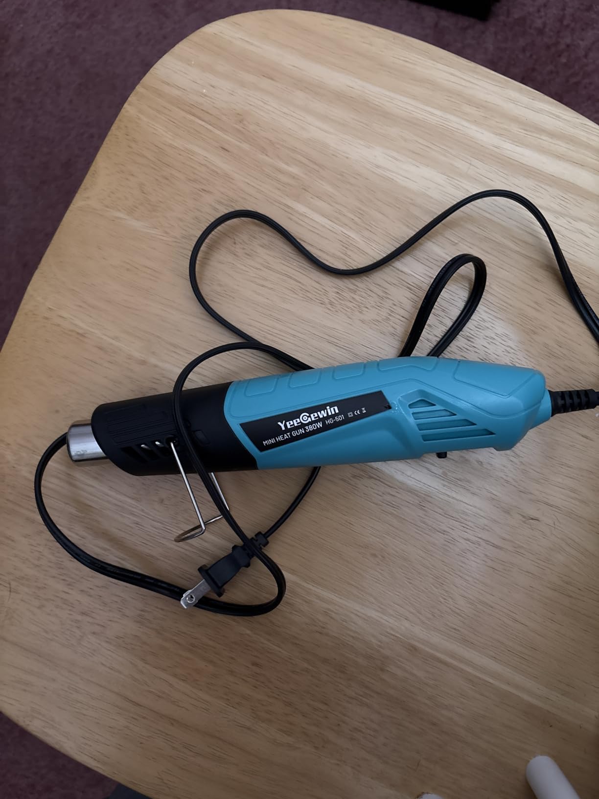 Heat Gun, 380W Fast Heat Mini Hot Air Gun with 2-Temp Settings 480°F-850°F Overheat Protection Reflector Nozzle, 4.9Ft Long Cable for Shrink Wrap, Vinyl, Crafts, Epoxy Resin customer photo 2