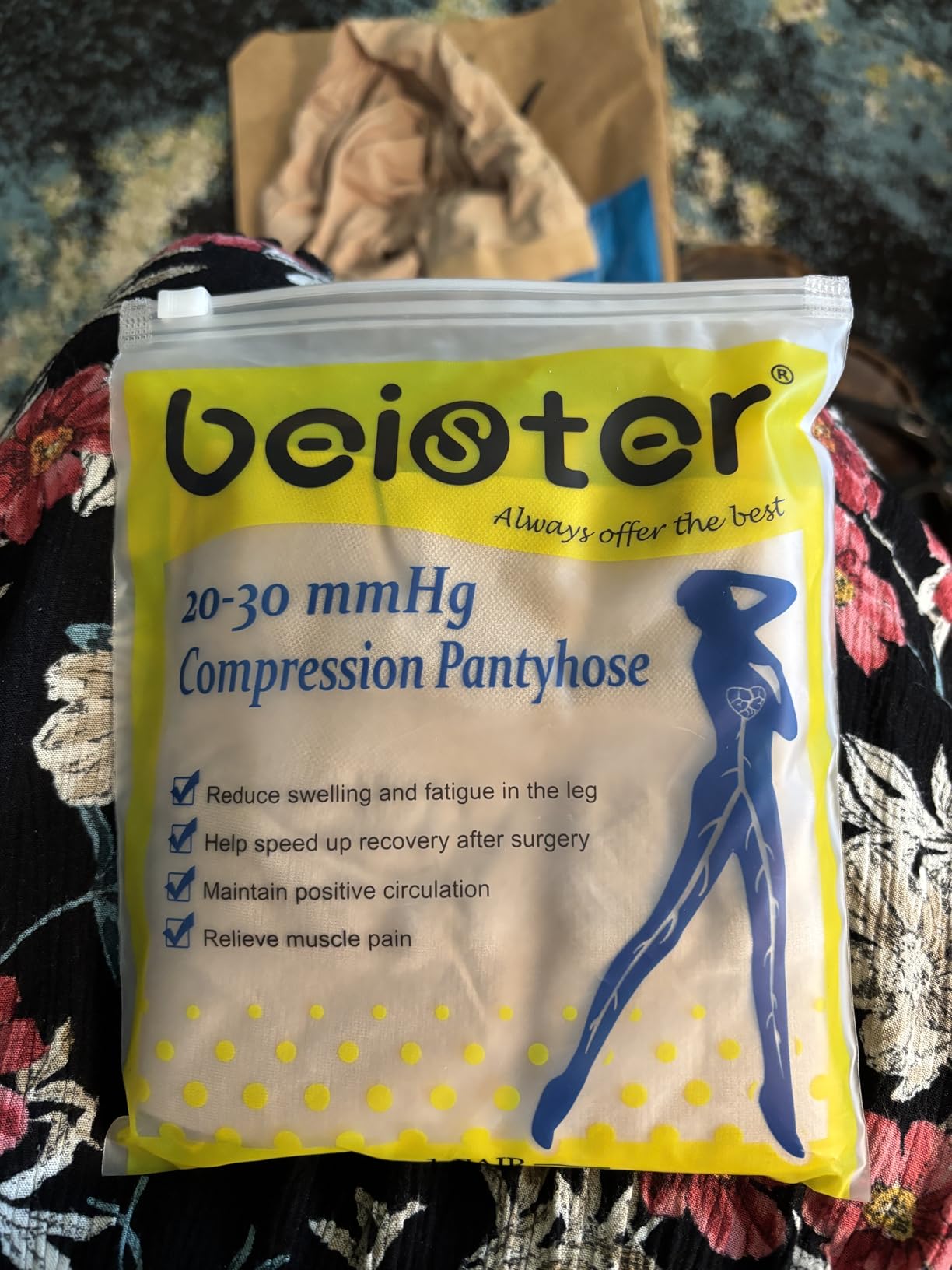 beister Medical Compression Pantyhose for Women & Men, 20-30mmHg Graduated Support Tights, Opaque Footless Waist High Compression Stockings customer photo 2