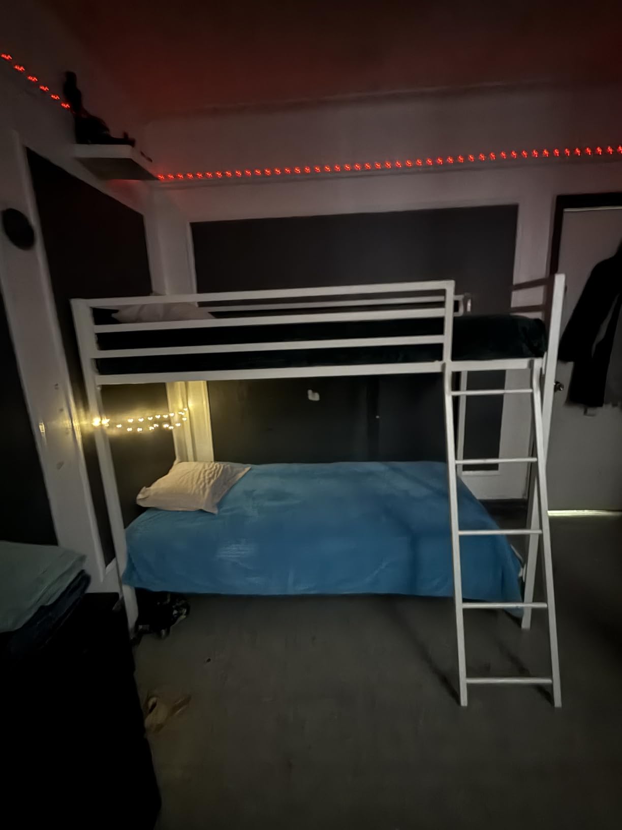 SHA CERLIN Loft Bunk Bed Twin Over Twin Size with Ladder and Guardrail,Heavy Duty Metal Slats Support No Box Spring Needed Small Space Saving Furniture for Bedroom Dorm,Black customer photo 1
