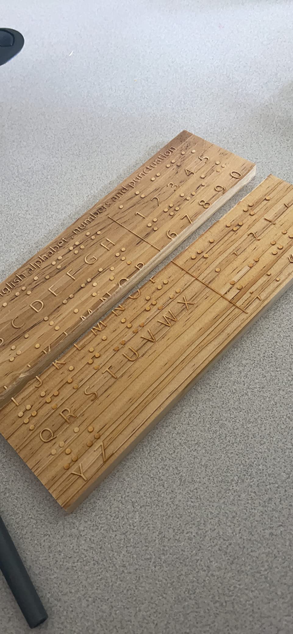 Yulejo Braille Alphabet Board 8.7 x 6.3 Inches Wood Braille Fingerboard Carved Dots Braille Alphabet Chart Numbers Board Montessori Educational Tool for Sighted Individuals Escape Rooms Games Teaching customer photo 3