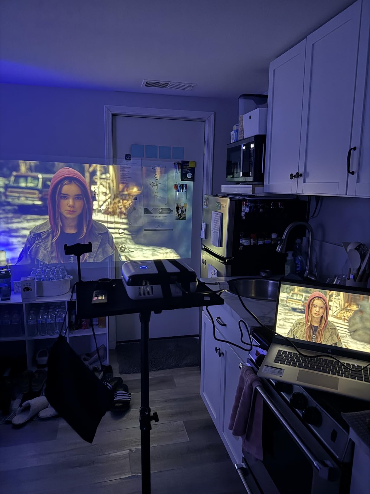 Projector Stand Tripod Adjustable, Laptop Height from 23.5 to 46.5 inches with Gooseneck Phone Holder, Floor for Office, Home, Stage, Studio, DJ Racks Holder Mount, 23.5inch-46.5inch customer photo 1