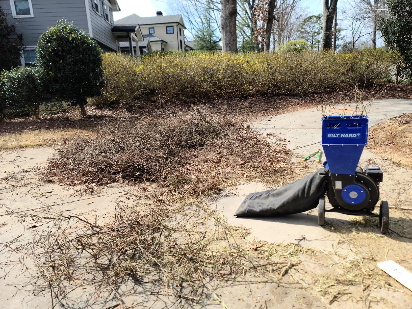 BILT HARD Wood Chippers Gas Powered - 7.5 HP 224cc Gas Powered Shredder, 2 in 1 Multi-Function Heavy Duty, 3
