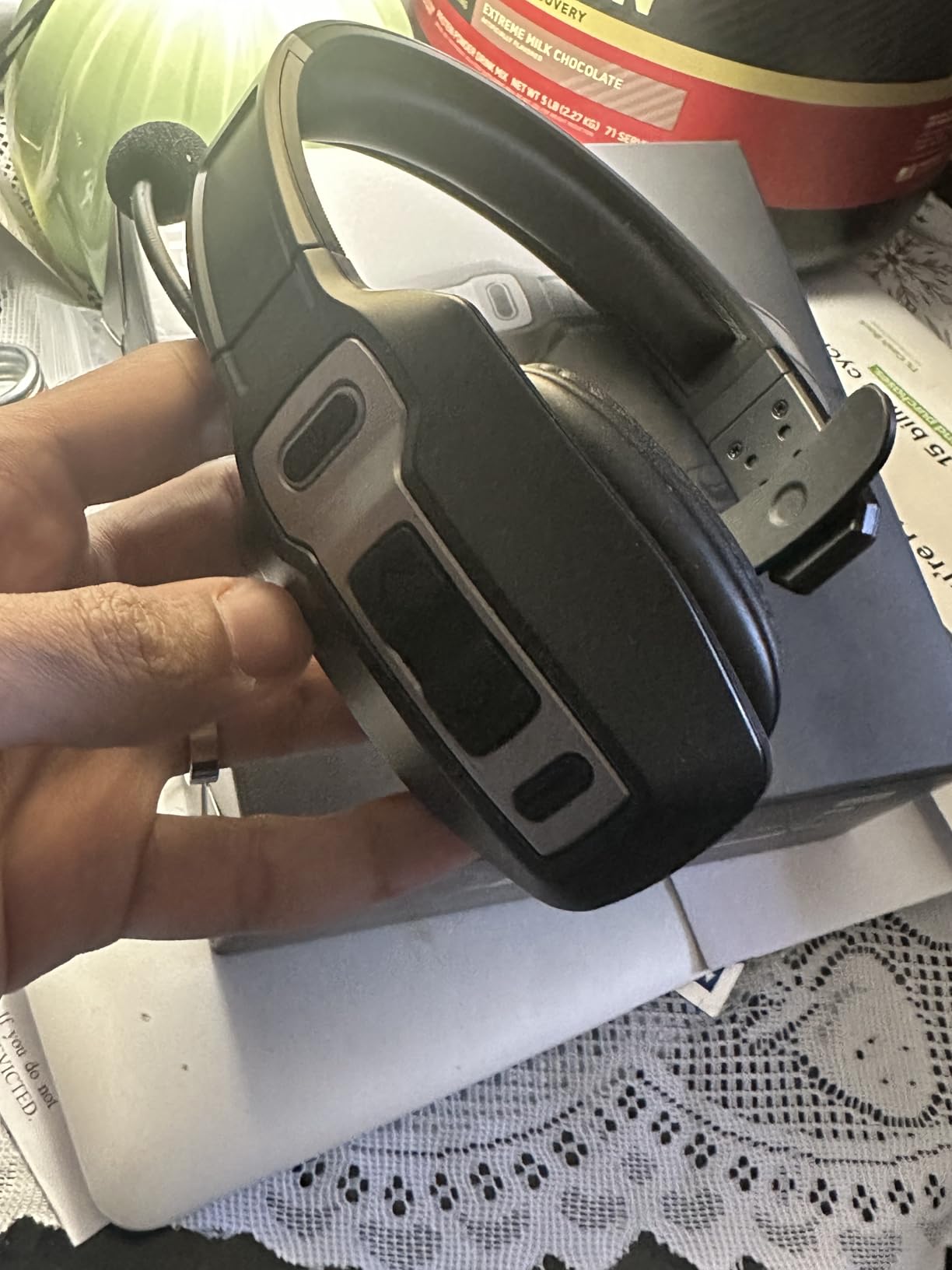 Trucker Bluetooth Headset, V5.2 Wireless Headset with Upgraded Microphone AI Noise Canceling, On Ear Bluetooth Headphone with Mute for Driver Office Call Center customer photo 2