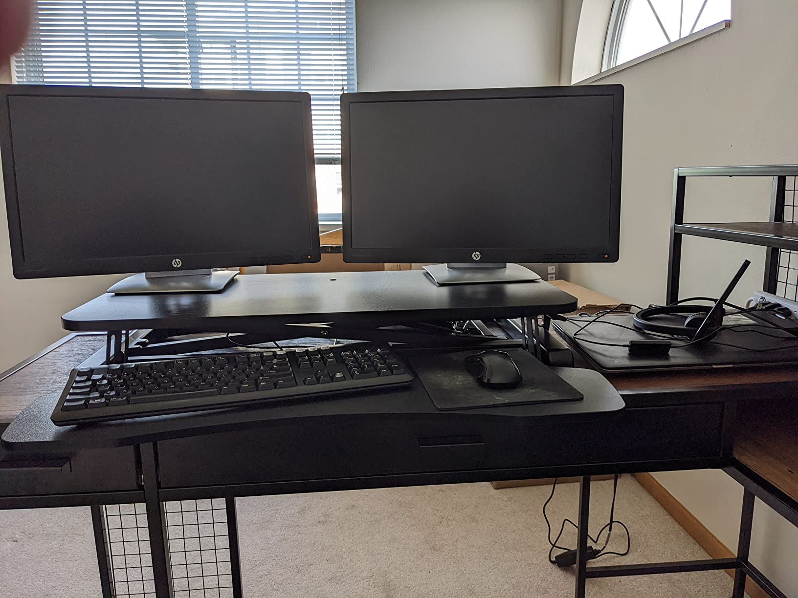 VIVO 42 inch Desk Converter, K Series, Height Adjustable Sit to Stand Riser, Dual Monitor and Laptop Workstation with Wide Keyboard Tray, Black, DESK-V042KB customer photo 2