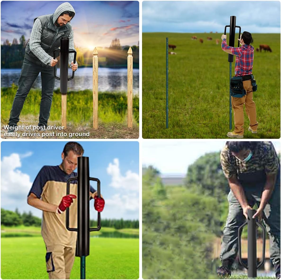 Fence Post Driver-34lb T Post Driver with Handles, Heavy Duty Post Pounder, Fence Stake Hammer, Metal Fence Post Hole Digger, Post Rammer for Installing Fences or Wooden Post customer photo 2