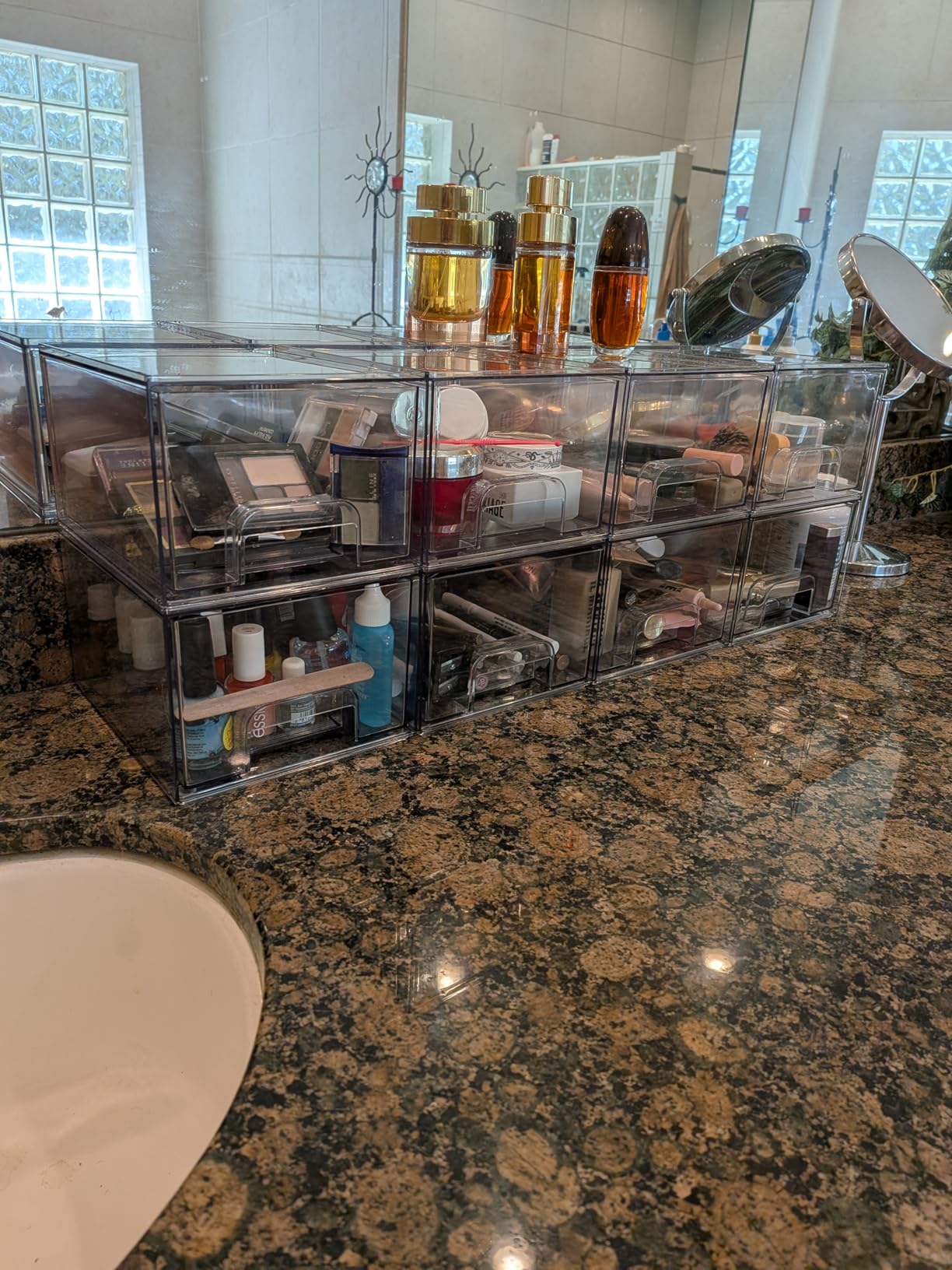 Vtopmart 4 Pack Small Clear Stackable Storage Drawers, Acrylic Bathroom Makeup Organizer, Plastic Storage Bins For Vanity, Undersink, Kitchen Cabinets, Pantry customer photo 2