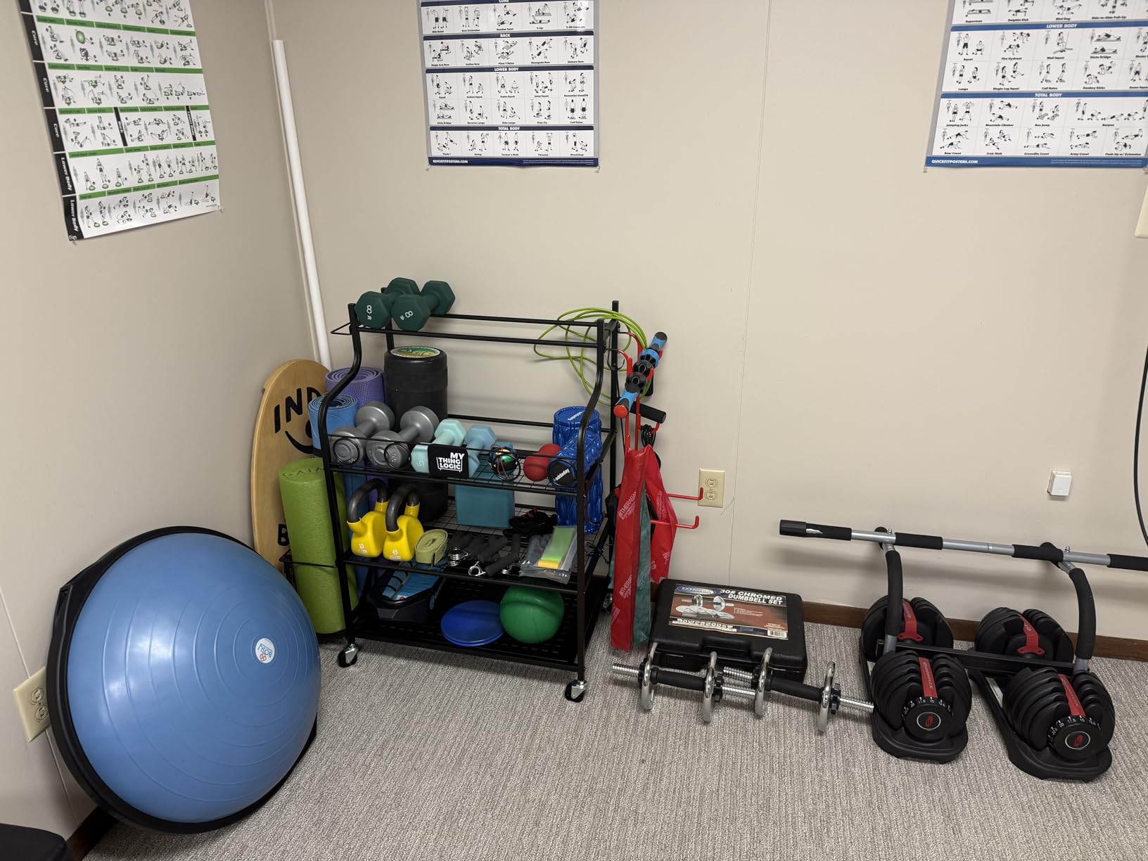 Mythinglogic Yoga Mat Storage Racks, Home Gym Storage Rack for Dumbbells Kettlebells Foam Roller, Yoga Strap and Resistance Bands customer photo 1