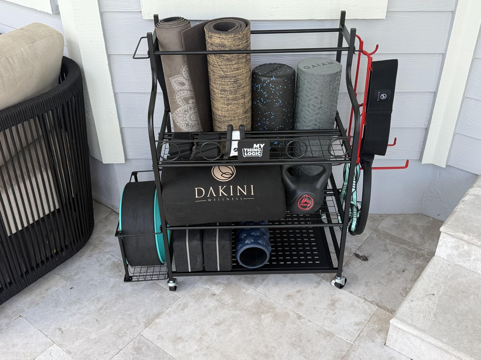 Mythinglogic Yoga Mat Storage Racks, Home Gym Storage Rack for Dumbbells Kettlebells Foam Roller, Yoga Strap and Resistance Bands customer photo 2