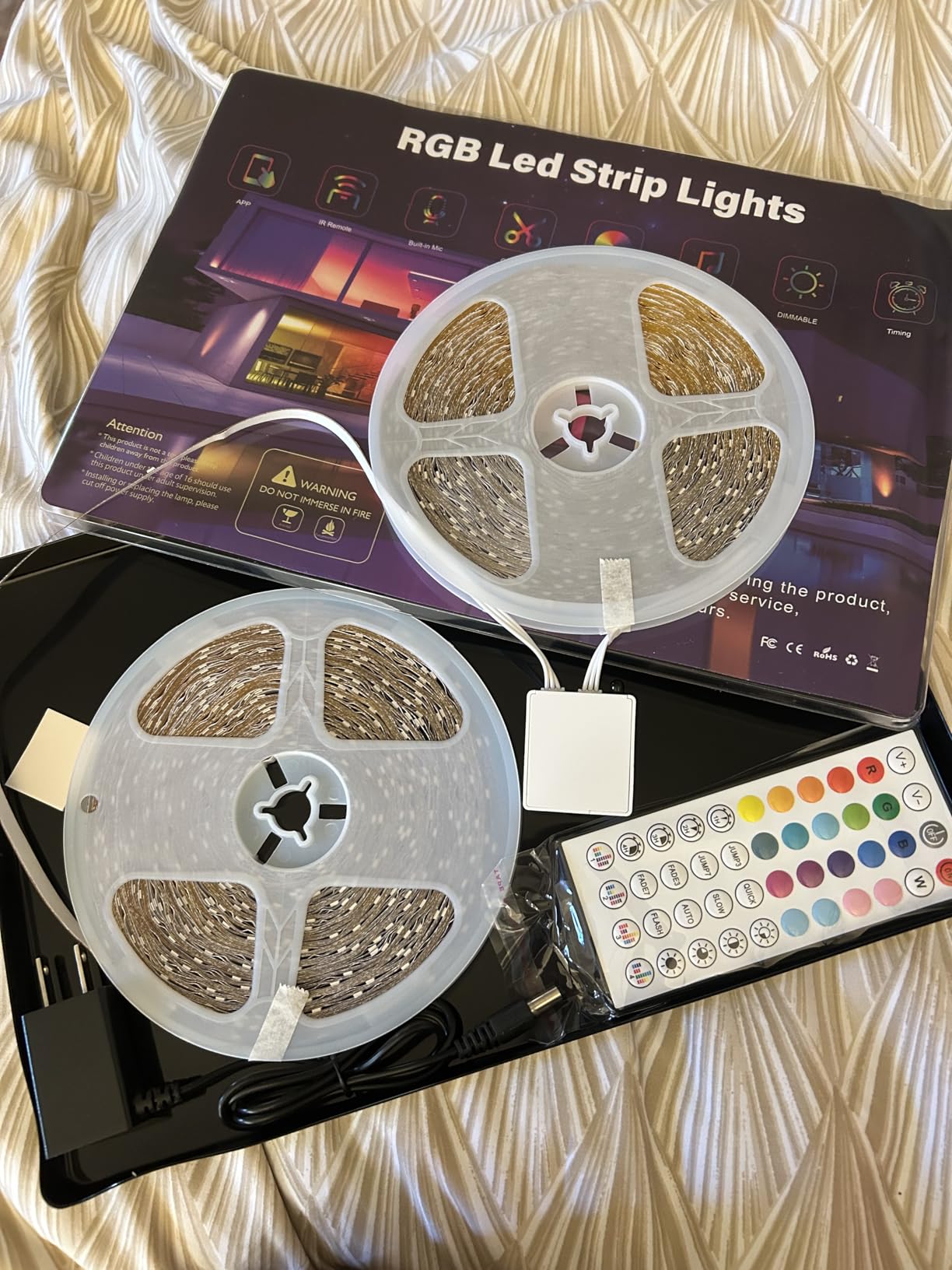 Keepsmile 100ft Led Strip Lights (2 Rolls of 50ft) Bluetooth Smart App Control Music Sync Color Changing RGB Led Light Strip with Remote,Led Lights for Bedroom Room Home Decor Party Festival customer photo 2