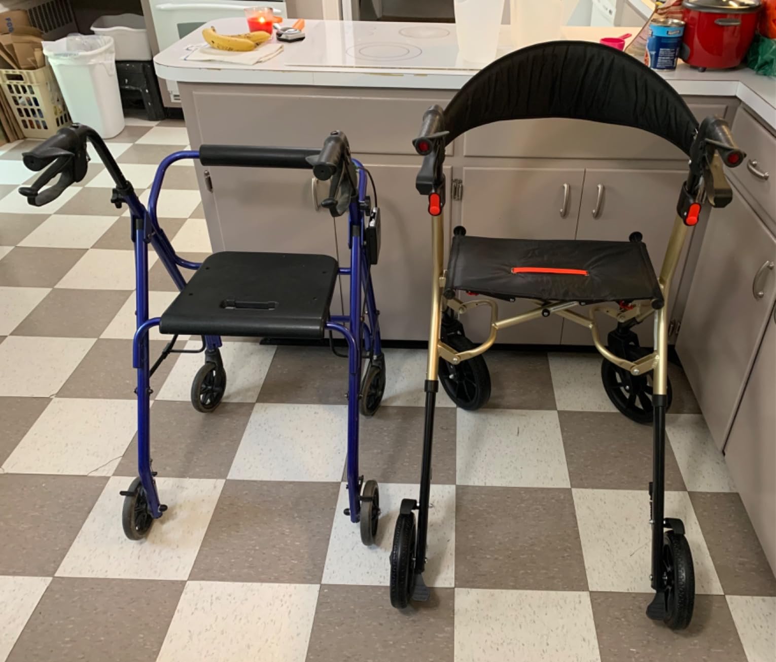 WALK MATE Rollator Walker for Seniors 5.3~7ft Tall, Height-Adjustable Seat, Built-in Cable, 10 Inch Wheels, 16.5 lb Lightweight & Compact Folding Design, 300 lb Capacity, Blue customer photo 1