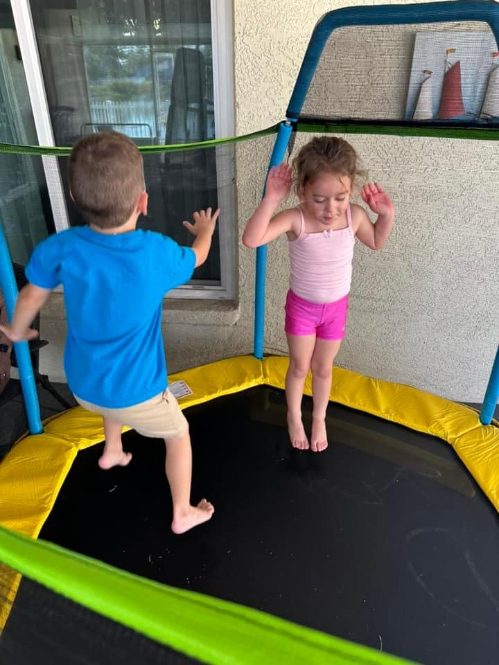 Giantex 7 Ft Trampoline for Kids, Heavy Duty Steel Frame Small Mini Toddler Trampoline, Great Gifts for Boys Girls, Outdoor Indoor Kids Trampoline with Net, for Age 3-8 customer photo 2