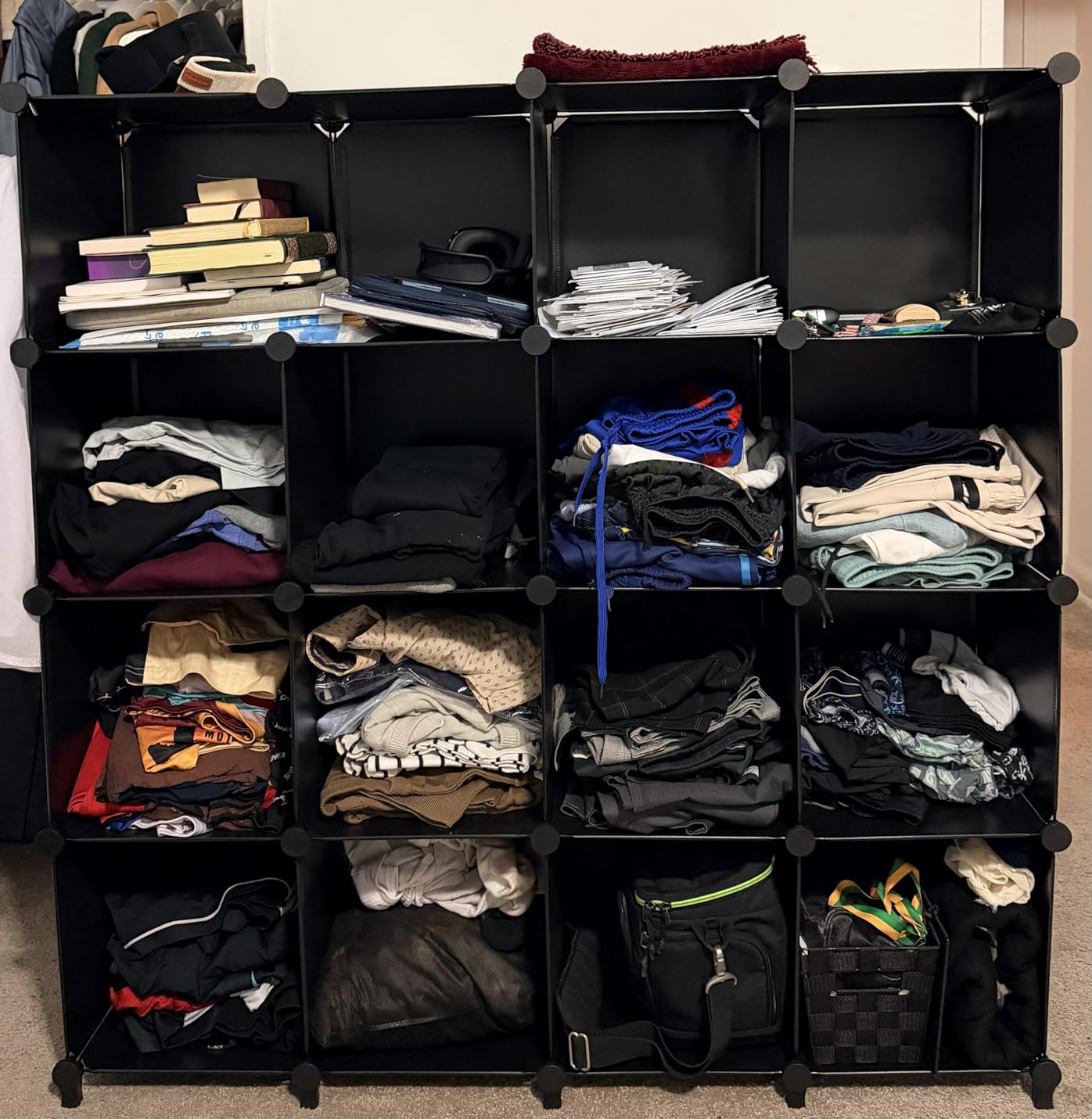 Neprock 16 Cubby Storage Organizer, Closet Clothes Storage Organizer, Cube Shelves Closet Organizers and Storage Shelves for Clothing Storage with Hammer, Bookshelf for Kids, Black customer photo 2