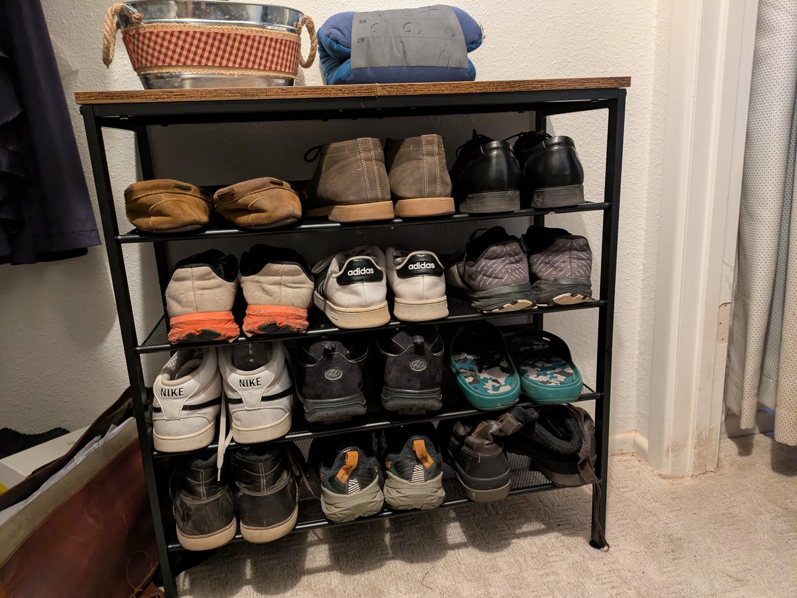 HOOBRO Shoe Rack for Entryway, 5-Tier Shoe Organizer with Adjustable Mesh Shelves, 16-20 Pairs of Shoes, Spacious Floor Mount, Metal, Industrial, Shoe Shelf for Closet, Rustic Brown BF12XJ01 customer photo 2