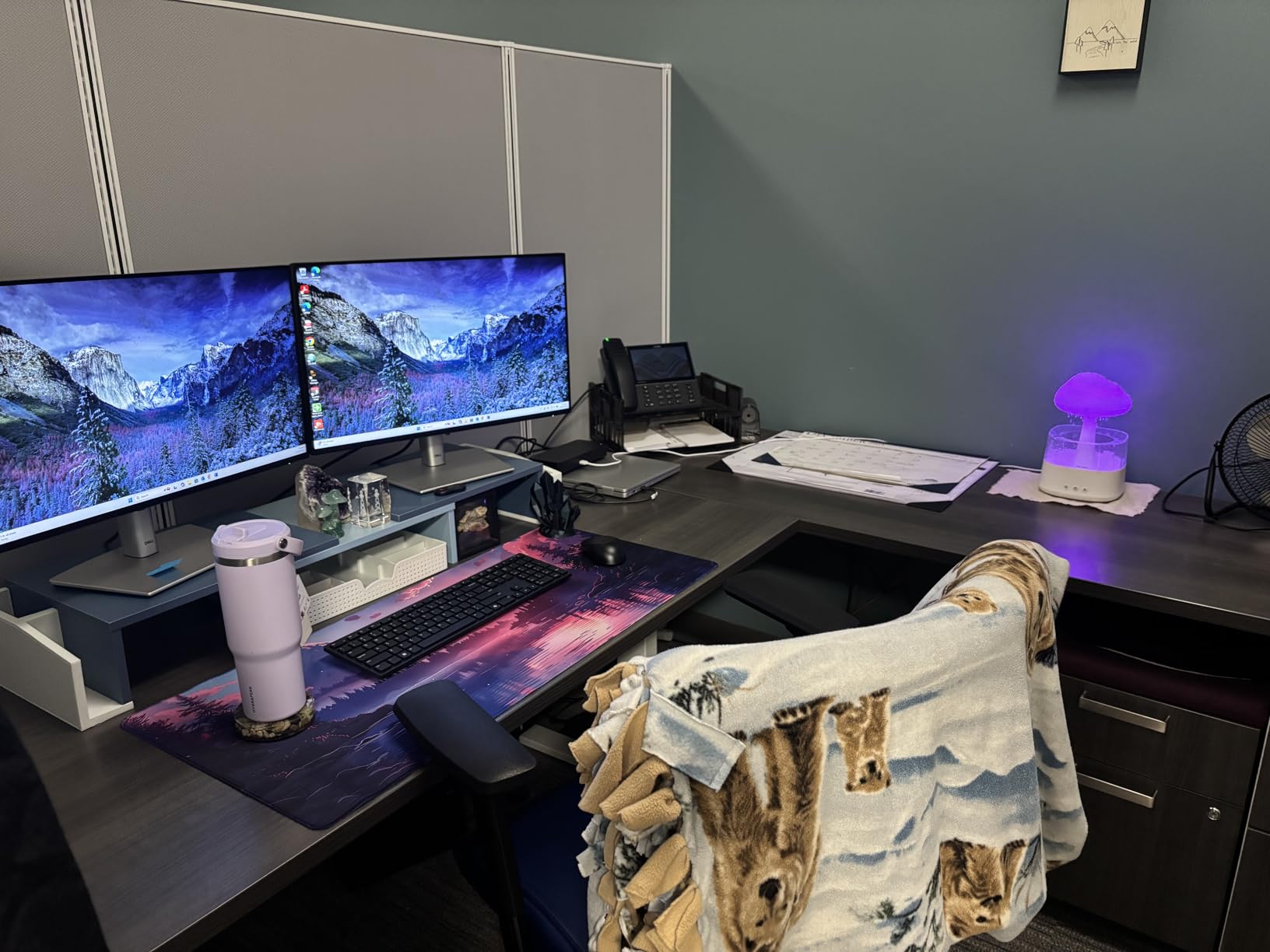 Large Extended Gaming Mouse Pad with Stitched Edges, Non-Slip Waterproof Rubber Base (Grey Forest) customer photo 1