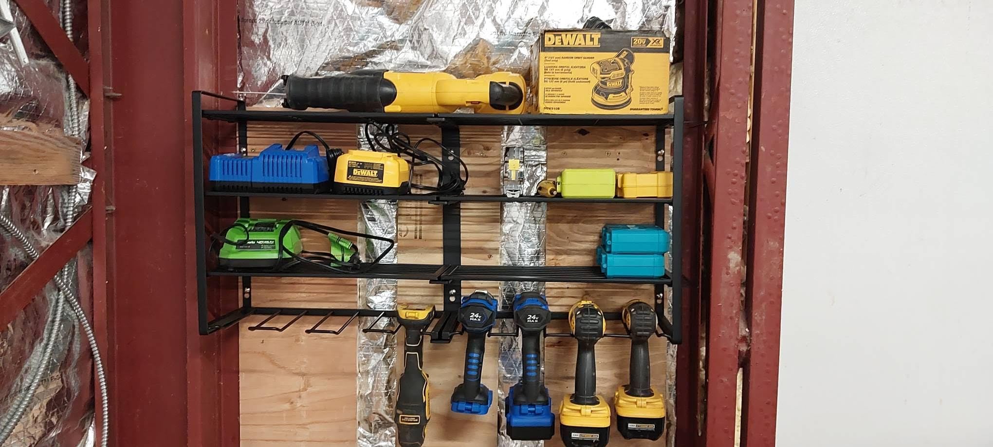 KAFAHOM Power Tool Organizer-8 Drill Holder Wall Mount, 4 Layer Heavy Duty Metal Power Tool Storage Rack, Garage Tool Organizer and Storage with Screwdriver Holder/Plier Holder/Hammer Holder customer photo 1