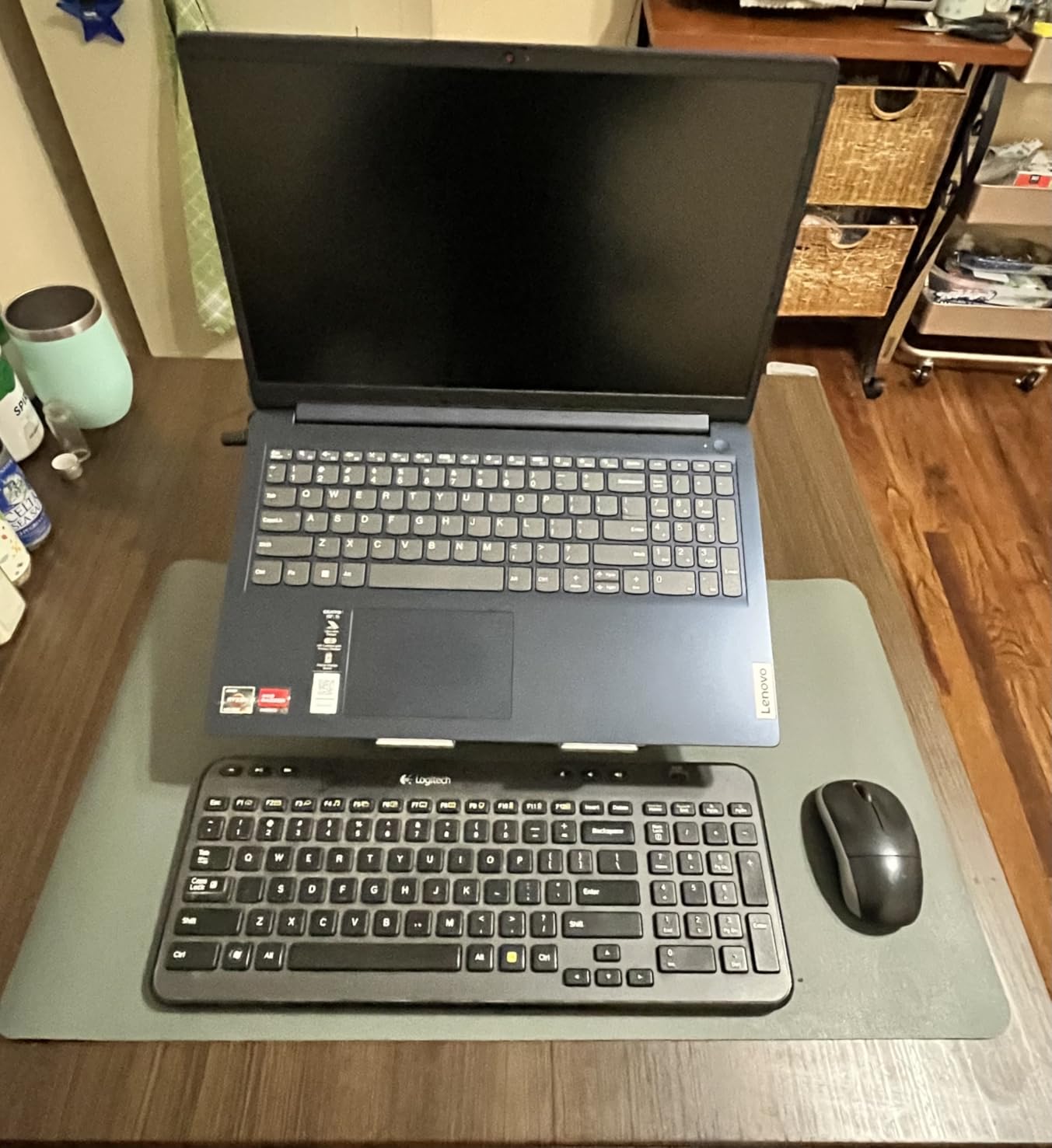 Amazon Basics Sturdy and Portable Ergonomic Laptop Stand for Desk, Height Adjustable Riser with Ventilated Cooling, Foldable, Fits all Laptops up to 17.3 Inch, Silver, 10 x 8.7 x 6 in customer photo 2