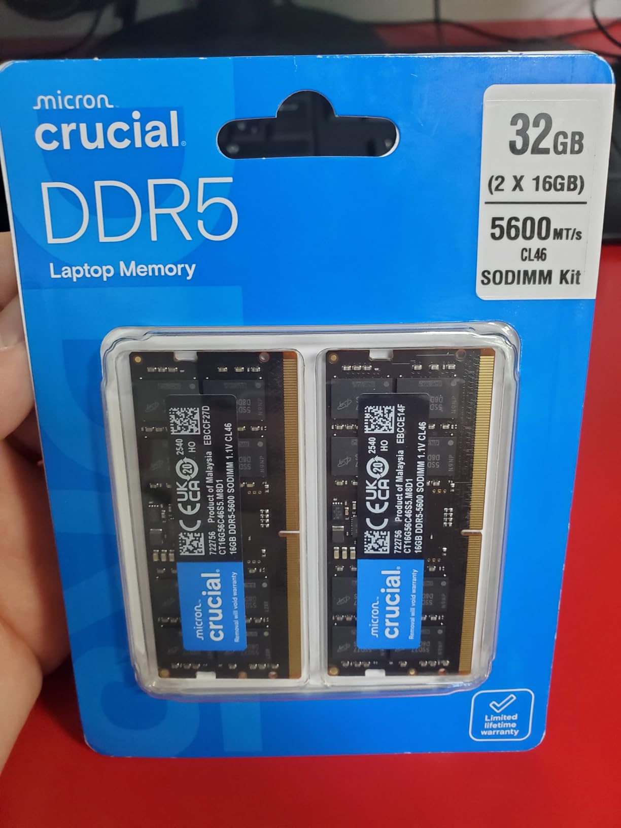 Crucial 64GB DDR5 RAM, 5600MHz Laptop Memory Kit, SODIMM 262-Pin, Compatible with 13th Gen Intel Core and AMD Ryzen 6000 customer photo 2