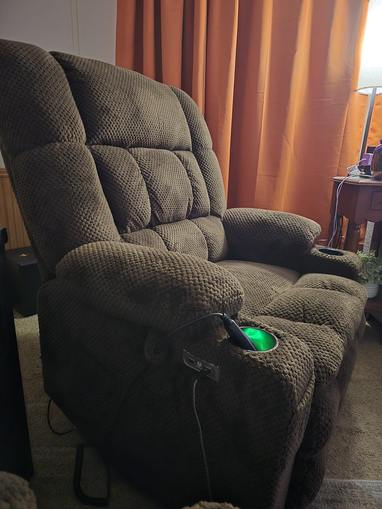 MCombo Dual Motor Power Lift Recliner Chair with Massage and Heat for Elderly People, Infinite Position, USB Ports, Cup Holders, Fabric 7890 (Medium, Burgundy) customer photo 1