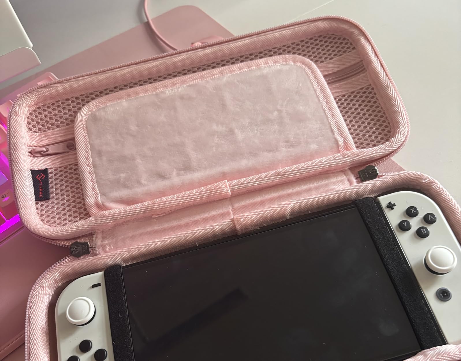 FINTIE Carrying Case for Nintendo Switch OLED Model 2021/Switch 2017, Shockproof Hard Shell Protective Cover Travel Bag with 10 Game Card Slots customer photo 2