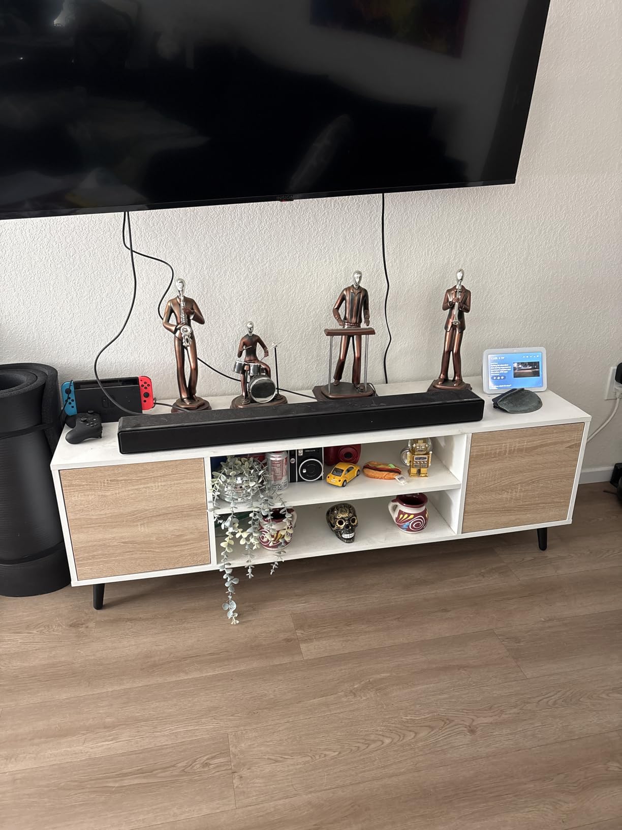 JUMMICO TV Stand for 65 Inch TV, Mid Century Modern TV Stand, Entertainment Center with Storage Cabinet and Open Shelves, TV Console Table Media Cabinet for Living Room, and Bedroom (Gray) customer photo 2