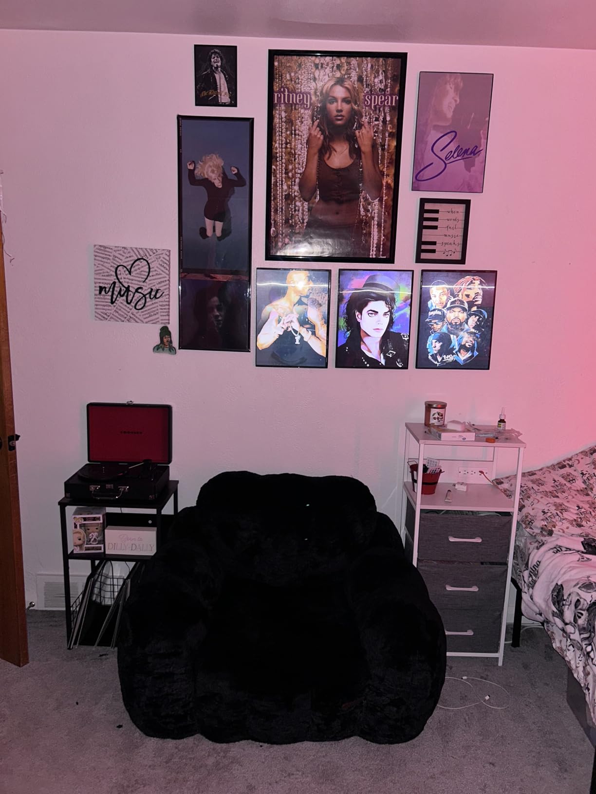 LELELINKY 3 Tier End Table,Record Player Stand with Storage Up to 100 Albums,Turntable Stand for Vinyl,Brown Records Shelf for Living Room Bedroom customer photo 1