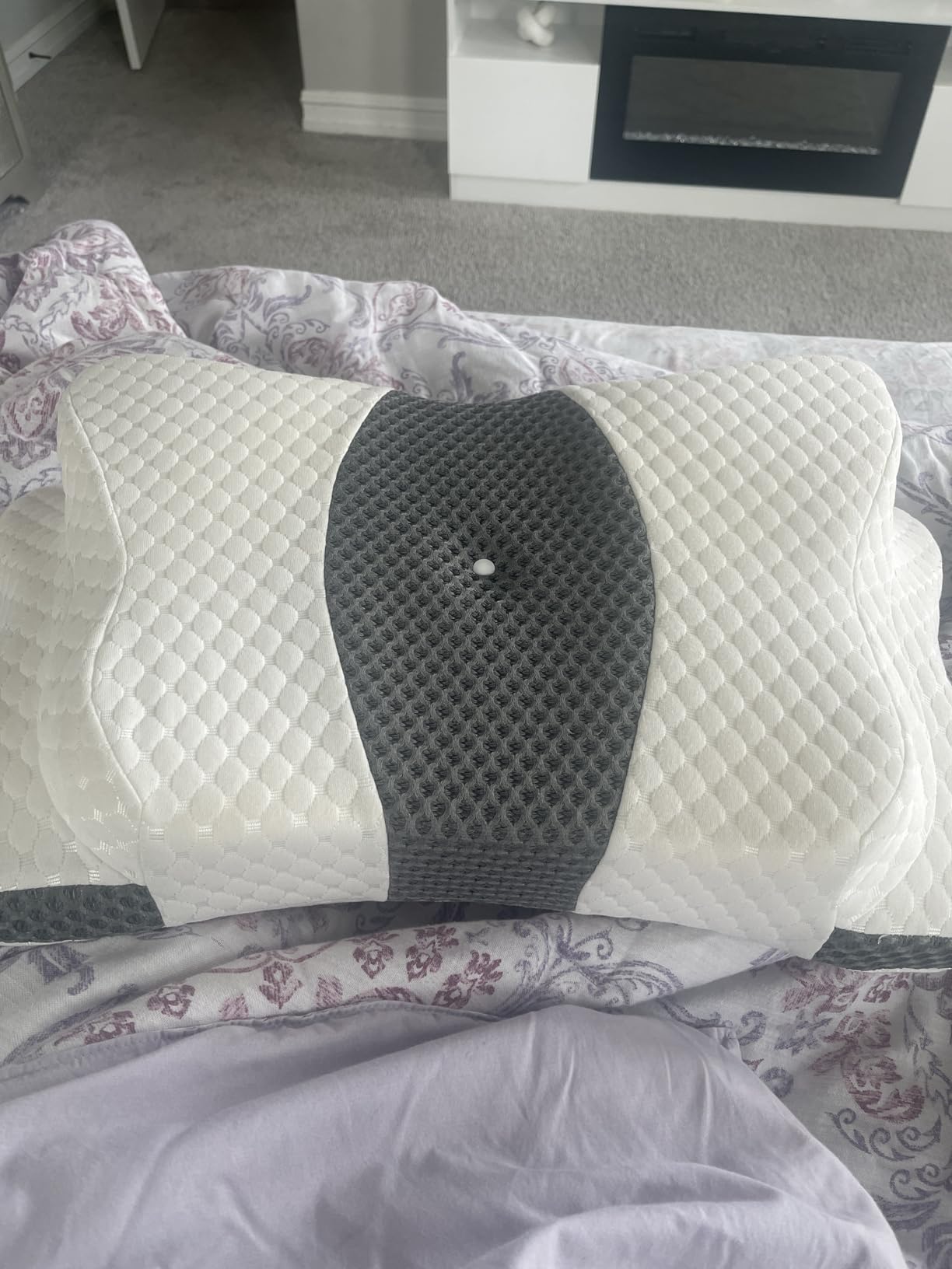 CHxxy Memory Foam Pillows, Cervical Pillow for Neck and Shoulder Pain Relief, Ergonomic Contour Bed Pillow, Soft for Side Sleep Stomach Sleeping and Back Sleeper - Queen Size and Grey customer photo 2