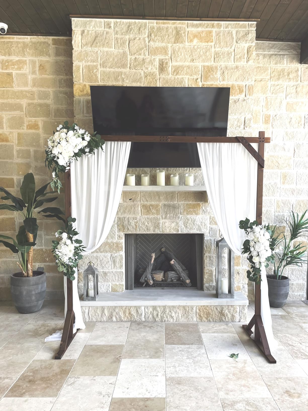 Fomcet 7.2FT Wooden Wedding Arch Stand Square Wood Arch Wedding Arbor for Ceremony Party Proposal Scene Garden Beach Forest Rustic Boho Decorations customer photo 2