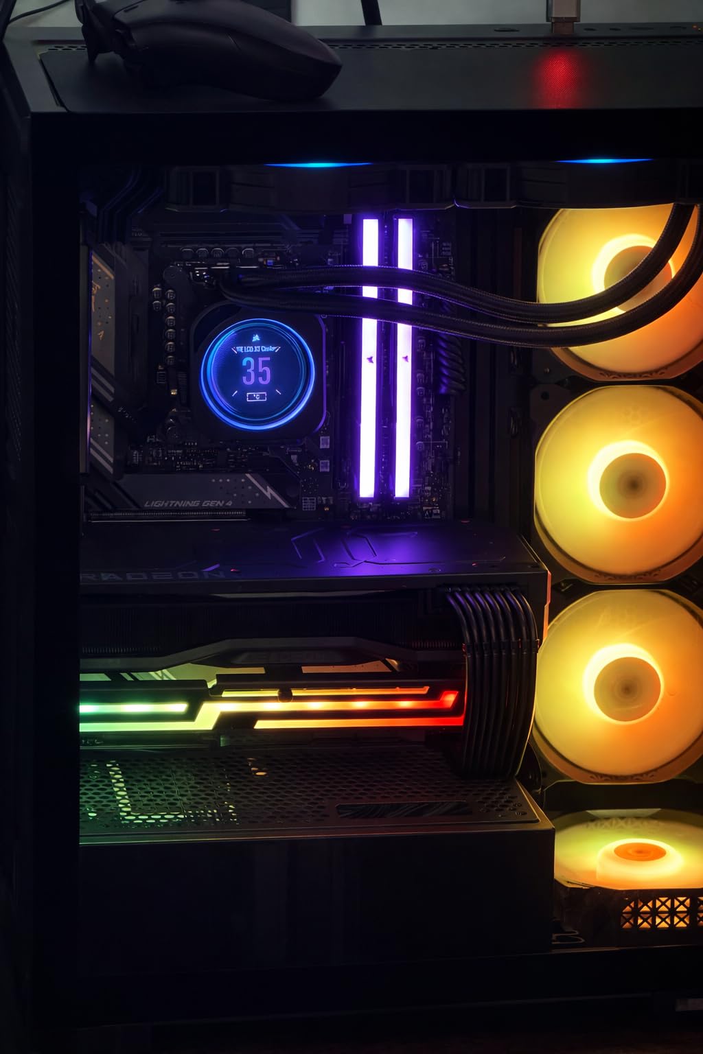 MUSETEX PC CASE ATX 6 PWM ARGB Fans Pre-Installed, Type-C Mid Tower Computer Case with Full-View Dual Tempered Glass, Gaming PC Case, Black(K2) customer photo 1