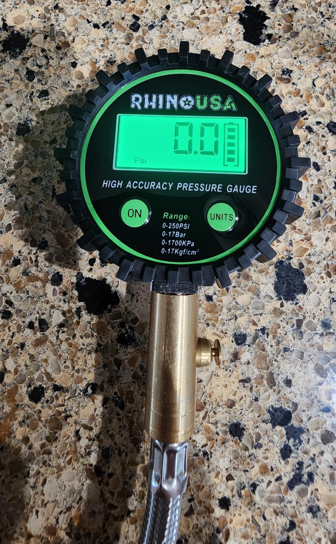 Rhino USA Digital Tire Pressure Gauge (0-250 PSI) - Professional ANSI B40.7 Accurate, Easy Read Glow Dial, Premium Braided Hose - Heavy Duty Air Guage for Truck Tires, Cars, Semi, RV & More! customer photo 1