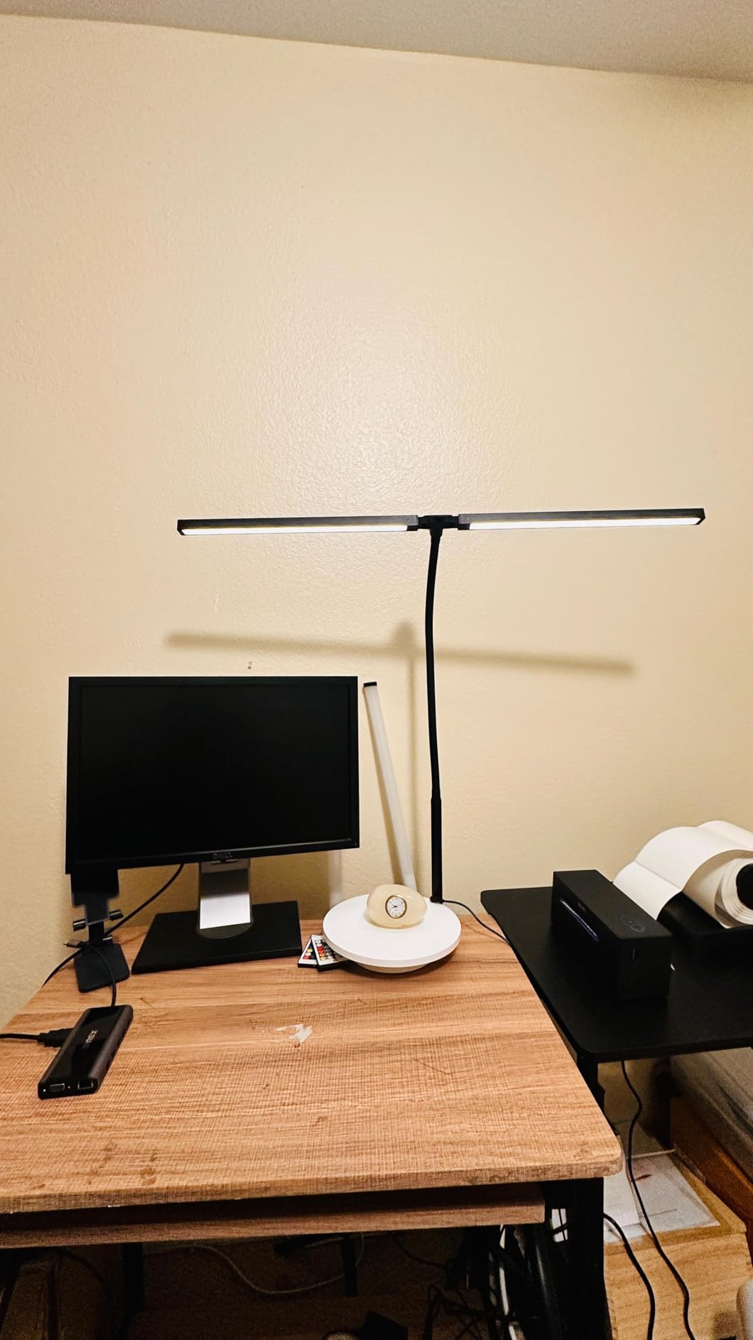 Led Desk Lamps for Home Office - Eye Caring Architect Lamp with Clamp, Double Head Computer Monitor Work Desk Light with Remote Control: 24W Flexible Dimmable Desktop Table Lamp customer photo 1