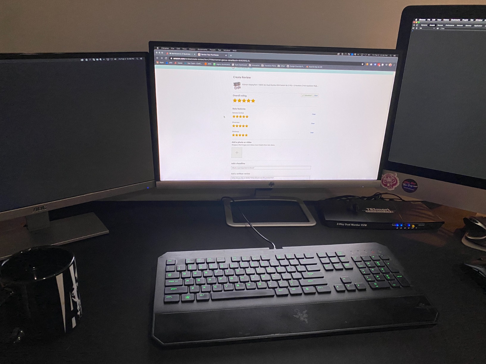 TESmart USB 3.0 DisplayPort + HDMI KVM Switch 2 Monitors 2 Computers 4K@60Hz, Dual Monitor KVM Switch 2 Port Extended Display, EDID Emulators, Headset, Hotkey Switch, Button Switch with All Cables customer photo 1