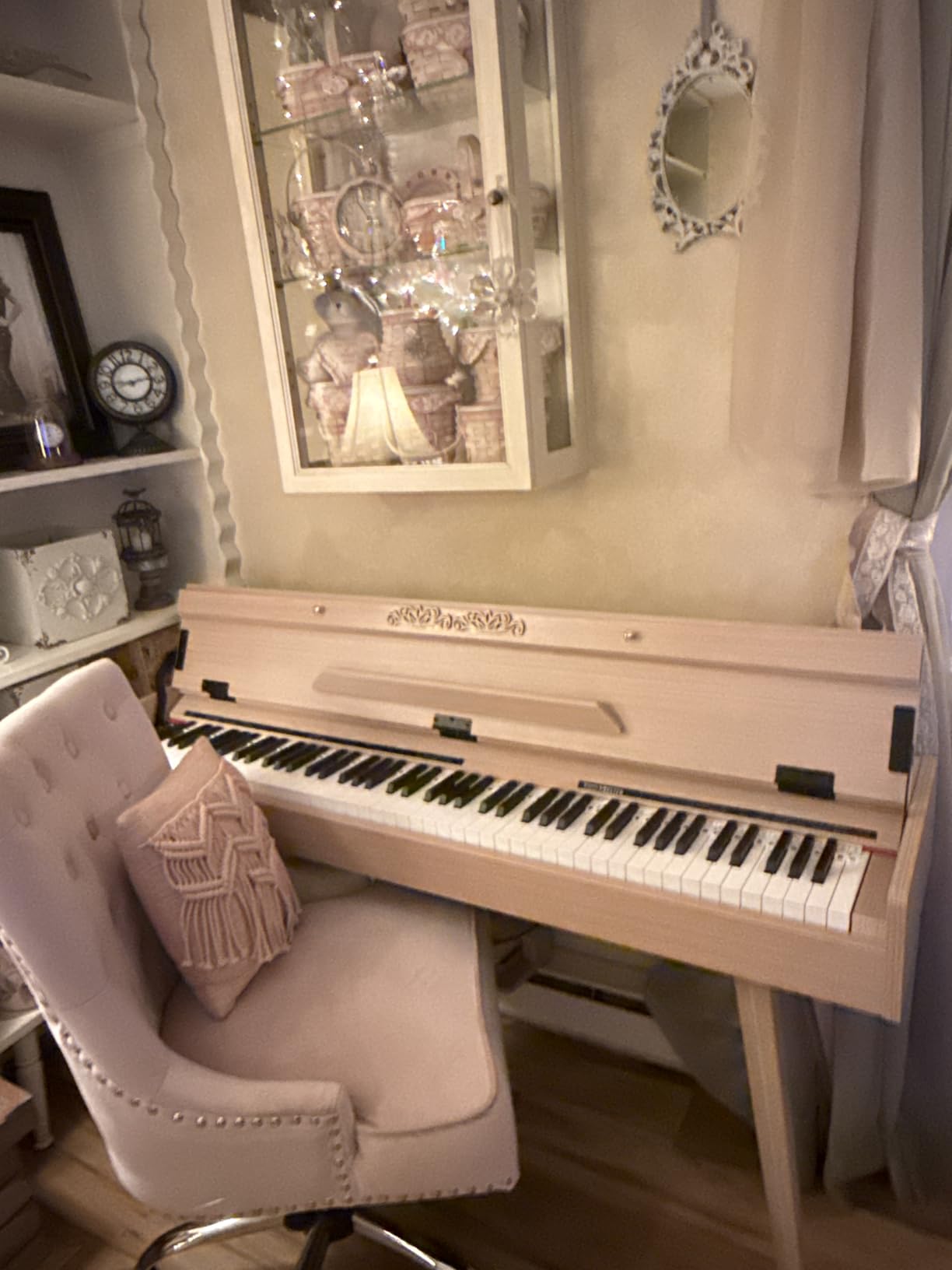 88 Key Weighted Digital Piano - Wooden Desk Electric Piano Transforms Between Desk and Vanity - Progressive Hammer-Action Keyboard, Perfect for Beginners with MIDI Functionality customer photo 1