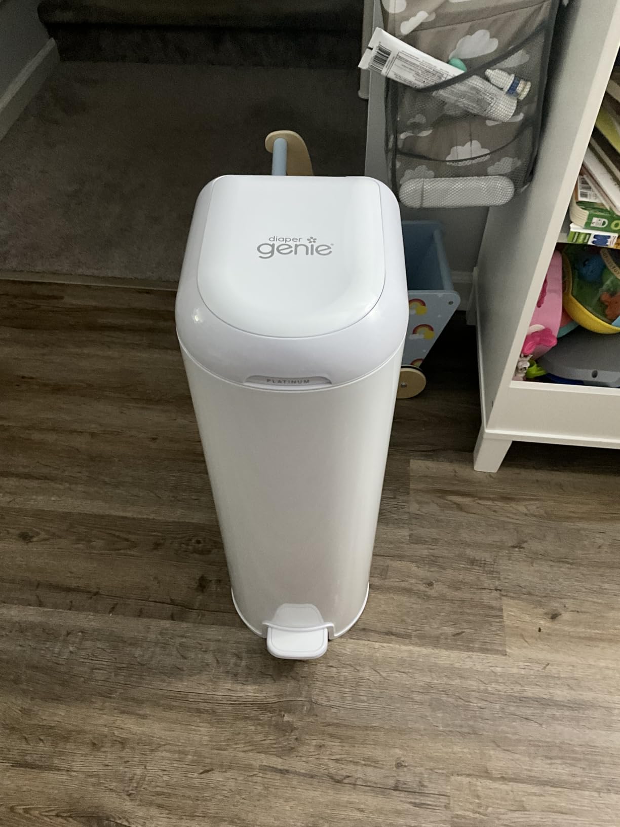 Diaper Genie Platinum Pail (Lily White) - Made in Durable Stainless Steel with 1 Easy Roll Refill (18 Bags) customer photo 2