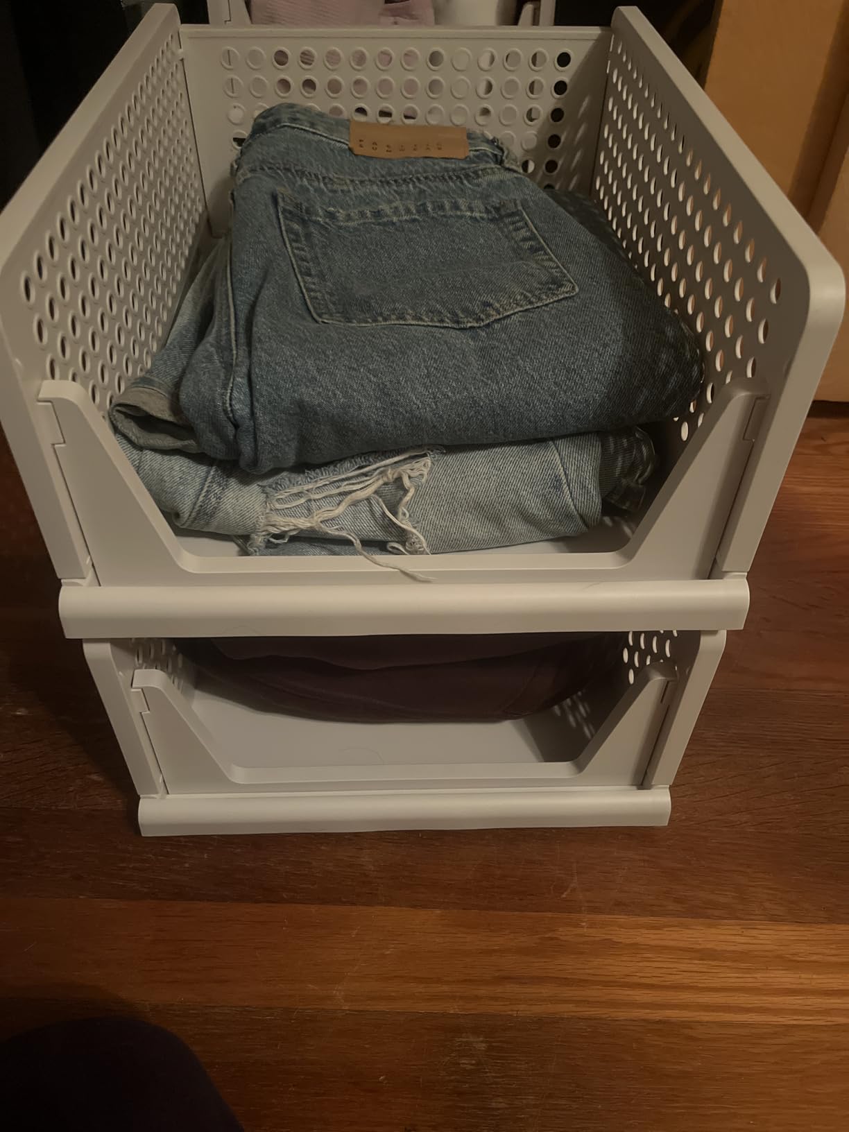 4 Pack Stackable Closet Storage Basket - Stackable Storage Bins, Multifunctional & Foldable Closet Organizer Divided, Wardrobe Cupboard Space-Saving customer photo 2
