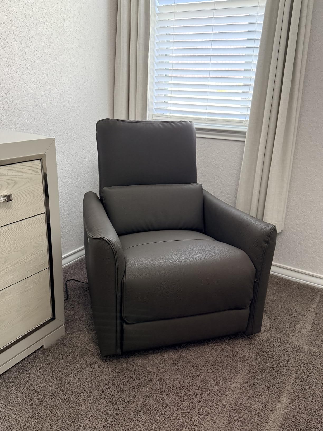 CHITA Power Recliner Chair Swivel Glider - FSC Certified Upholstered Living Room Nursery Reclining Sofa Chair with Lumbar Support - Linen customer photo 1