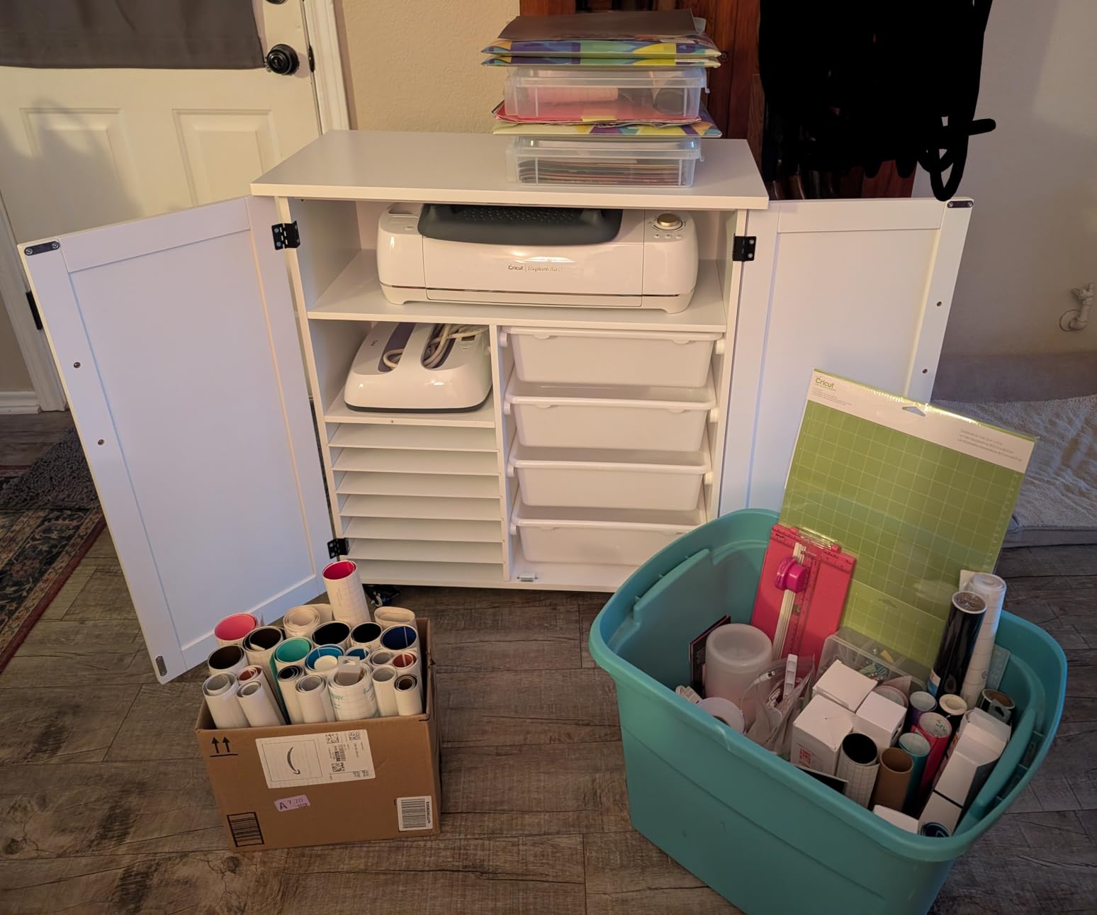 GDLF Craft Cart Compatible with Cricut Machine, Cricut Table with Storage Cabinet Rolling Cart Furniture with Drawers customer photo 1