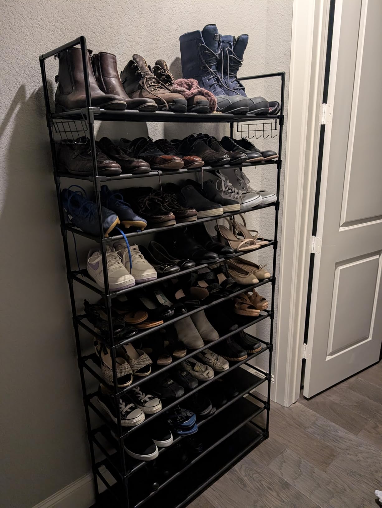 VTRIN 10 Tier Shoe Rack Tall Large Capacity Wide Shoe Organizer with Two Hooks Sturdy Metal Shoe Shelf for Entryway, Closet, Bedroom customer photo 2