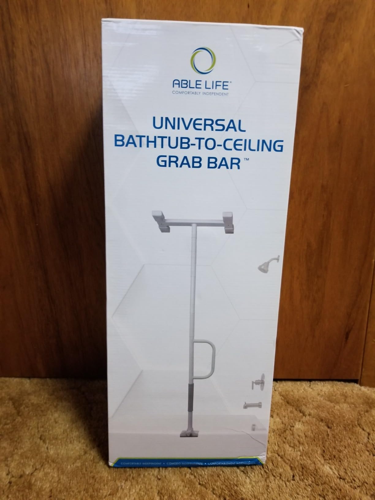 Stander Wonder Bathtub Pole Lite, Tub to Ceiling Grab Bar, Adjustable Shower Handle for Bathtubs, Clamp on Bathroom Safety Rail for Seniors, Elderly Adults, No Drill Installation, White customer photo 1