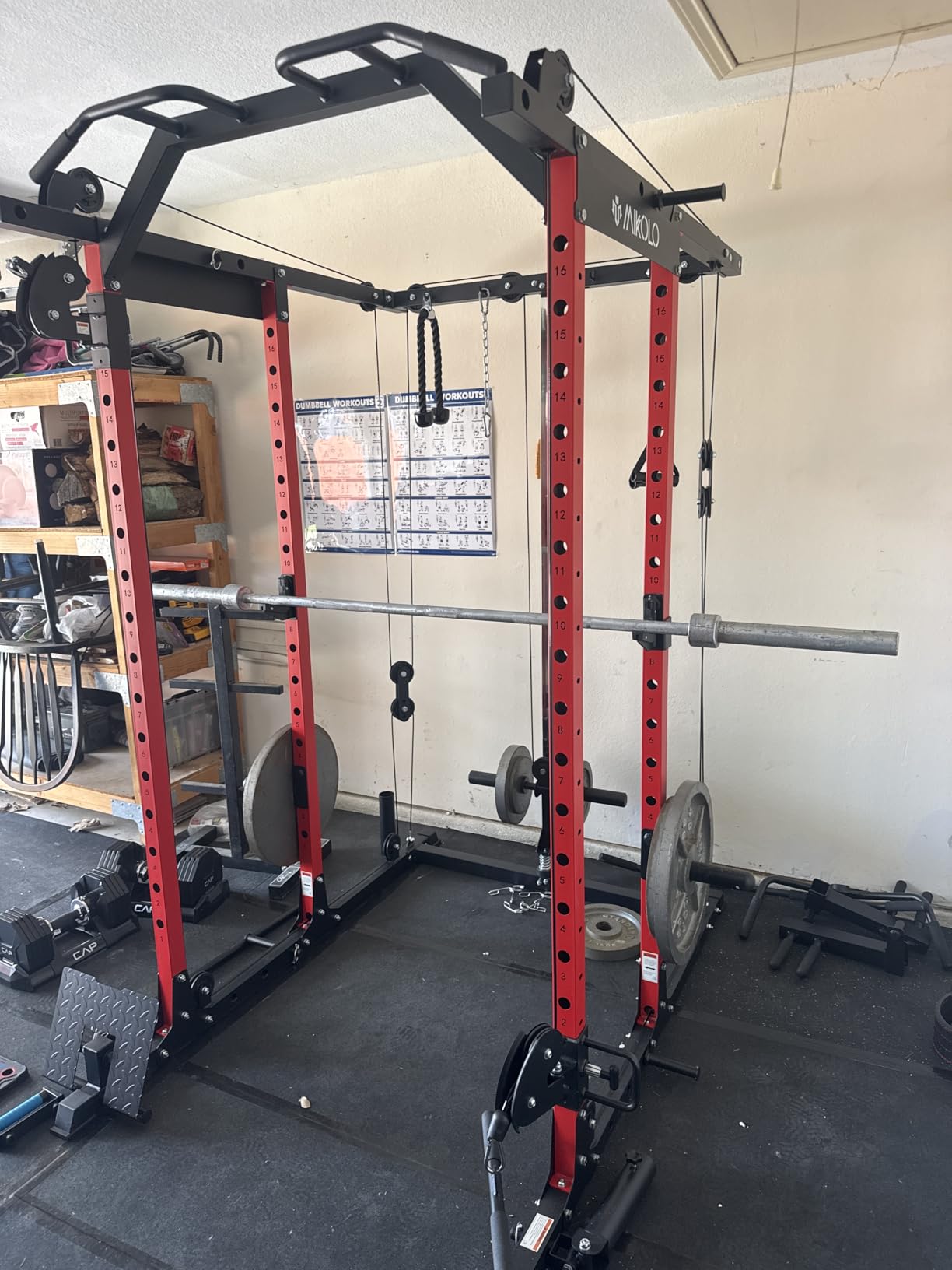 Mikolo Power Cage, Power Rack with Cable Crossover System, 1500LBS Squat Rack with LAT Pull Down System, Workout Cage with Pulley System for Fitness Home Gym customer photo 1