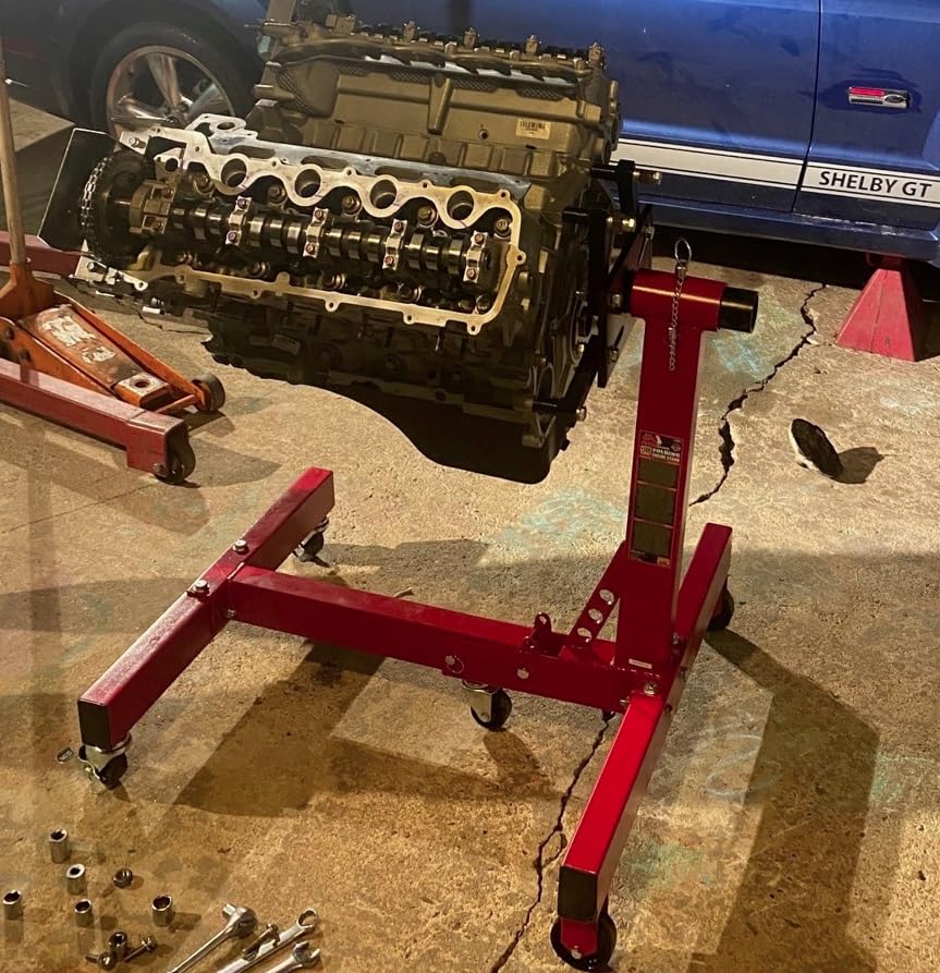 BIG RED Steel Rotating Engine Motor Stand,3/4 Ton (1,500 lbs) Capacity with Foldable Frame,5 Casters, 4 Adjustable Arms,360 Degree Rotating Head,for Vehicle Maintenance, Auto Repair,Red,AT37912-1 customer photo 1