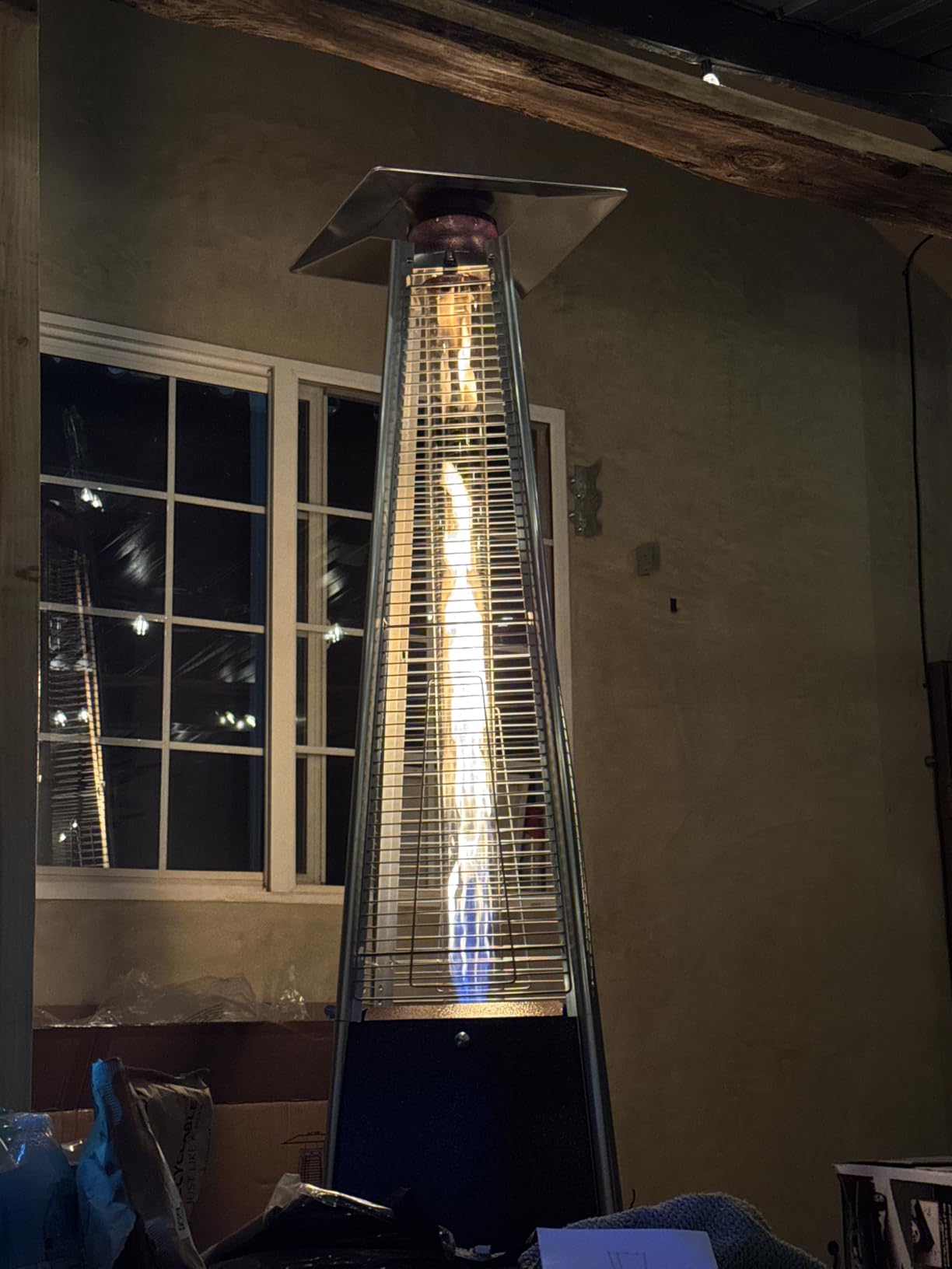 FOOWIN Patio Heater, 48,000 BTU Outdoor Heater with Wheels, Propane Patio Heater w/Waterproof Cover & Gloves, Quartz Glass Tube Pyramid, Bronze customer photo 2