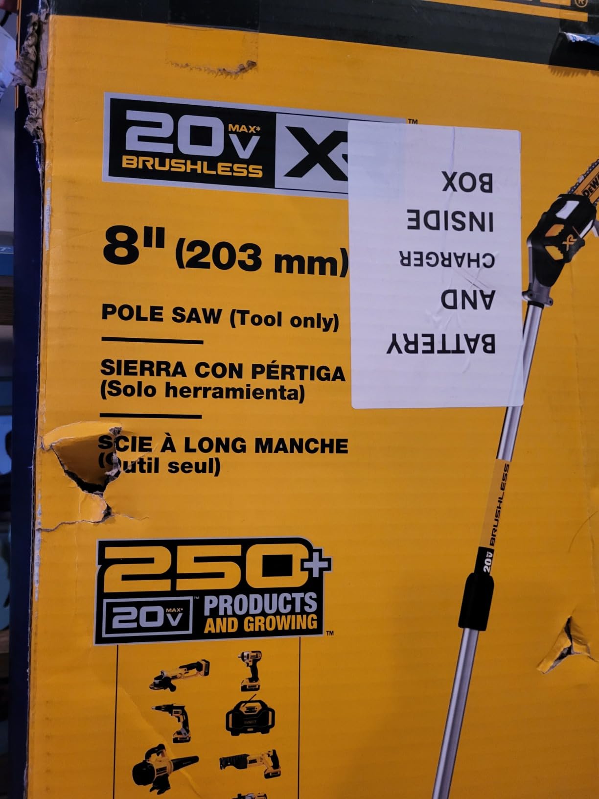 DeWalt DCPS620B 20V MAX XR Brushless Lithium-Ion Cordless Pole Saw and 20V MAX 4 Ah Lithium-Ion Battery and Charger Starter Kit Bundle customer photo 2