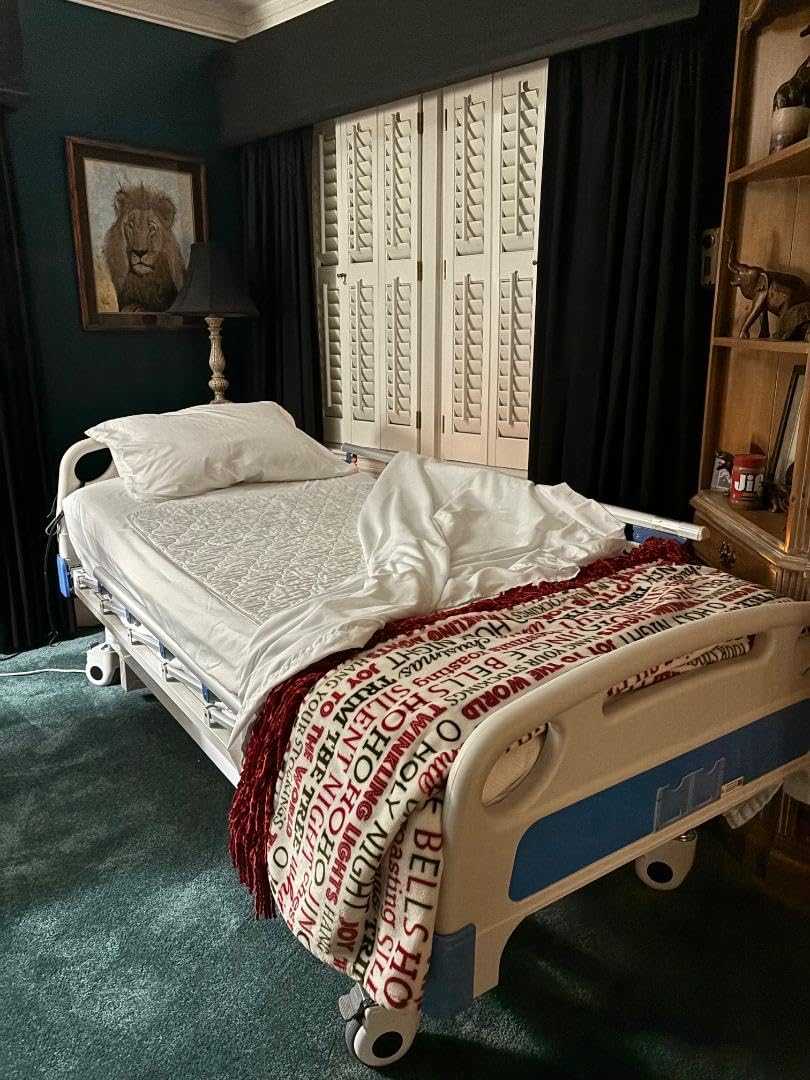 Full Electric Hospital Bed for Home Use, ICU Medical Bed, Premium 3 Function Hospital ICU Bed with Remote Control, IV Pole, Mattress, Dining table, Lockable Quiet Casters, Includes Sheets (2X) customer photo 2