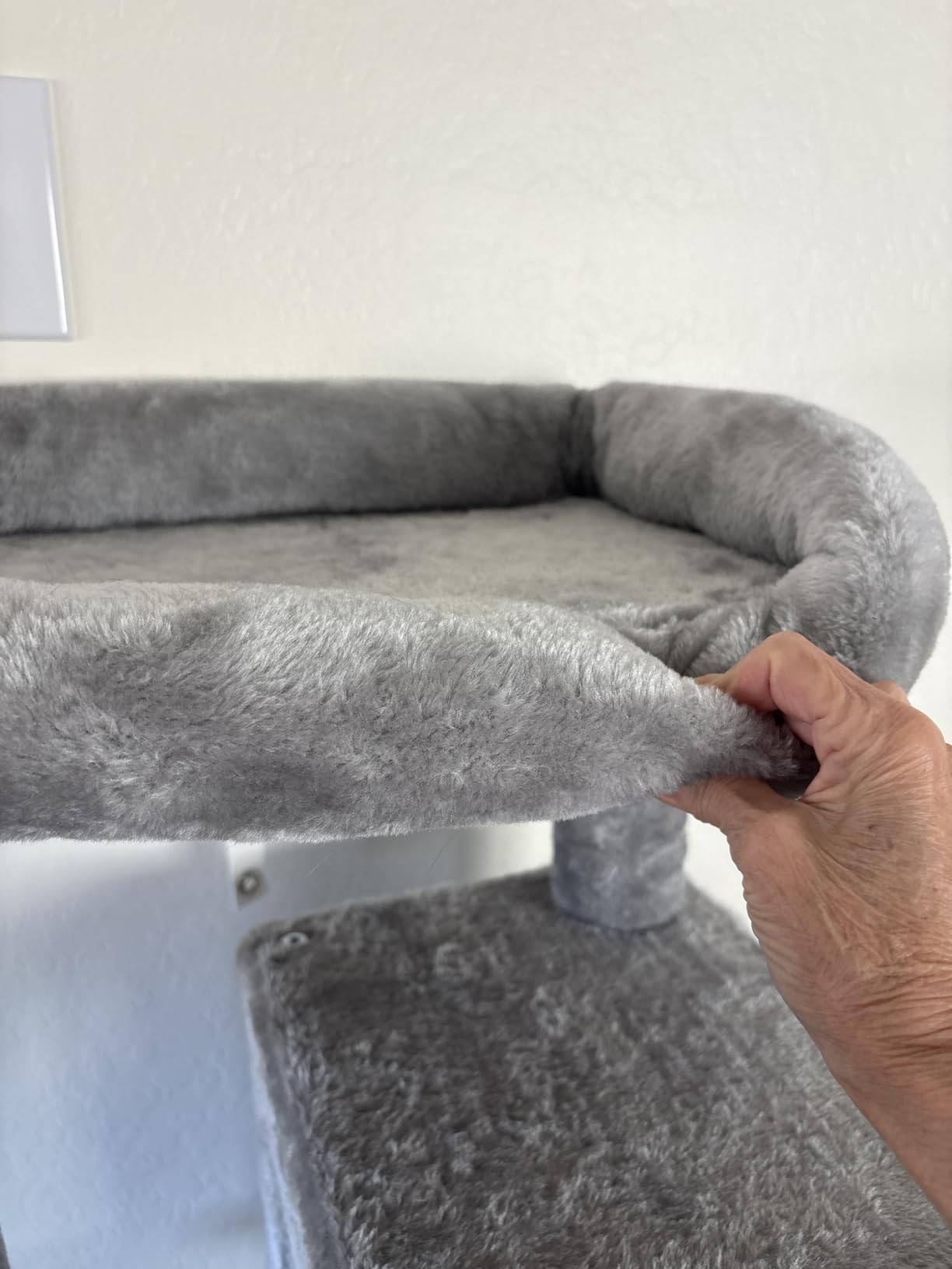 Globlazer Cat Tree Tower with Scratching Post for Indoor Cats, 53inch Tall Plush Multi-Level Cat Climbing Tower Condo House with Large Hammock, Spacious Cat Cave, Padded Top Perch Bed, F53, Light Gray customer photo 1