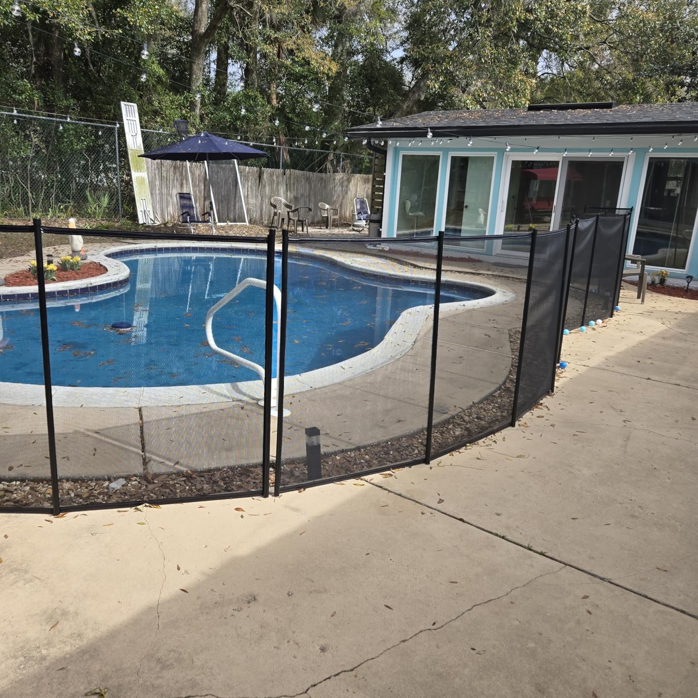 VIVOHOME Pool Fence 4FT x 12FT, 320GSM Teslin Mesh Removable Child Safety Pool Fence with Stainless Steel Tubes for Backyard Garden Pool Safety customer photo 1