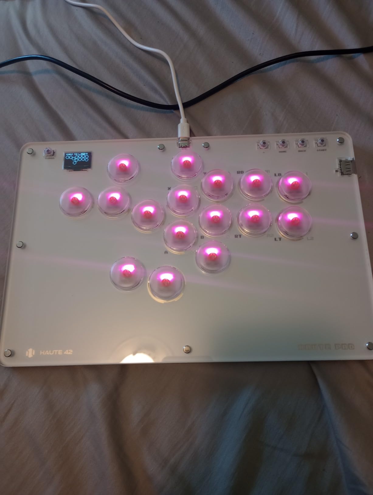 JZW-Shop Haute42 Leverless Arcade Stick T16, All-Button Arcade Controller for Switch/PC/PS4/PS3/Steam Deck, Slim Arcade Fighting Game Keyboard with Turbo & Custom RGB, Supports Hot-Swap & SOCD (White) customer photo 2