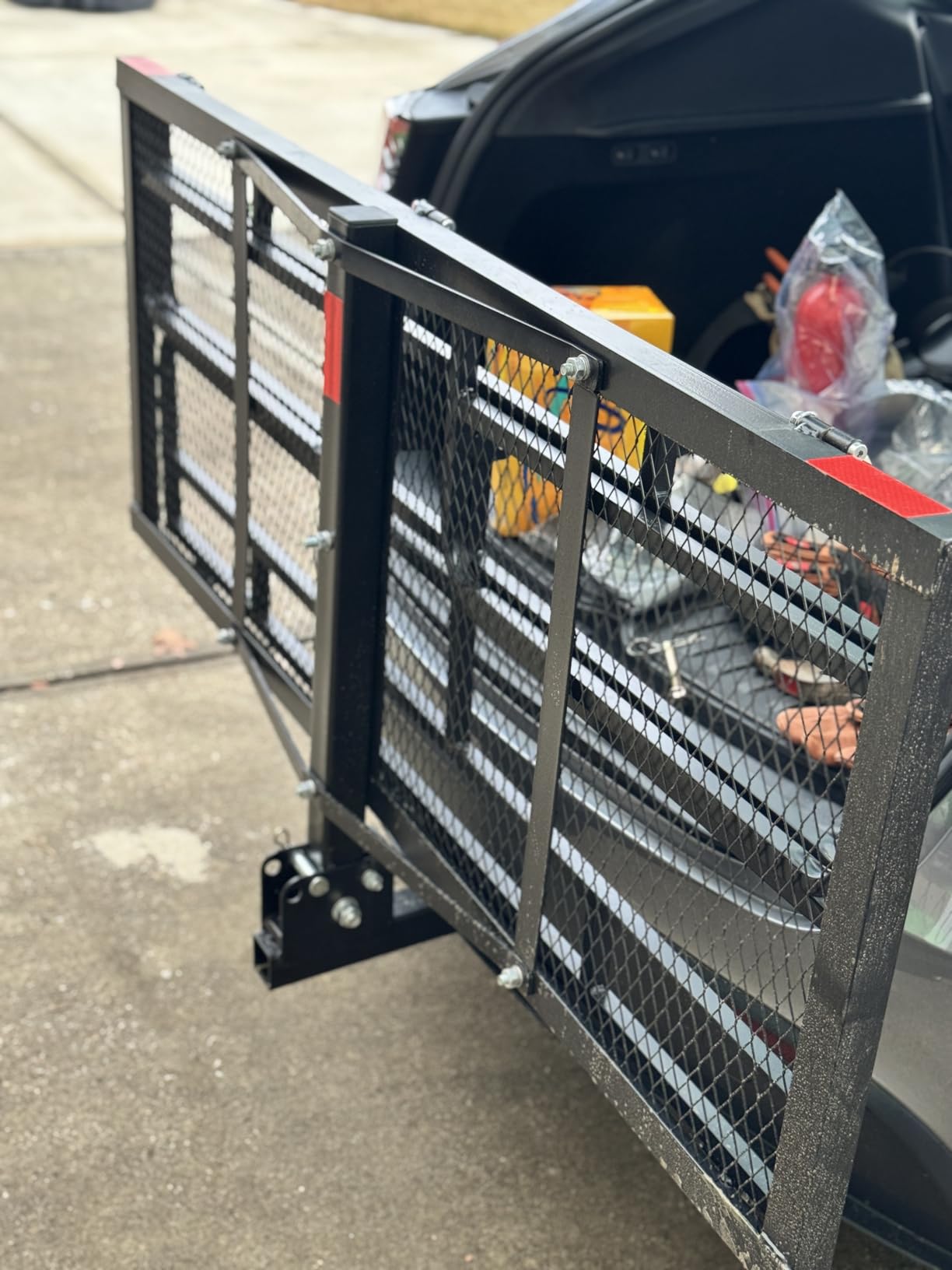 OUTPRIZE Trailer Hitch Cargo Rack with High Side Rails customer photo 2