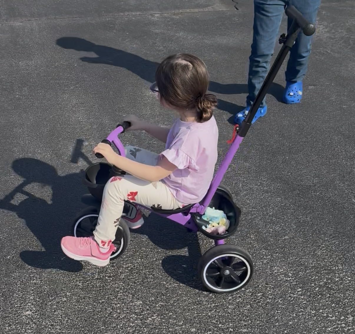 KRIDDO 2-in-1 Toddler Tricycle for Ages 18 Months to 5 Years Old - Extended Push Handle for Effortless Push, Kids Tricycle with Foldable Front Footrest, Blue customer photo 1
