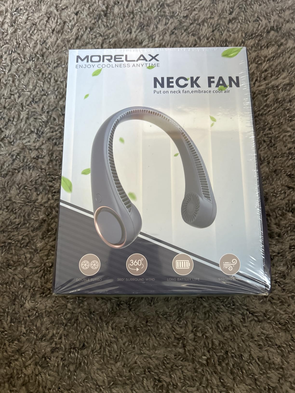 Portable Neck Fan Rechargeable, Personal Neck Cooling Fan, Hands Free Bladeless Fan, Ultra Quiet, 3 Speeds Adjustable Strong Wind, 4000 mAh Battery Operated, Gifts for Men Women Mom Dad, Small customer photo 1